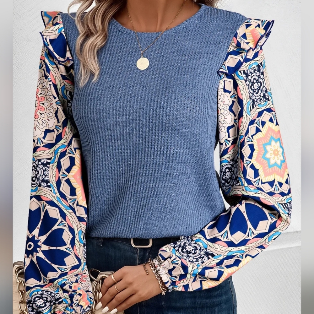 Sweet Flutter Blouse - Dusty Blue